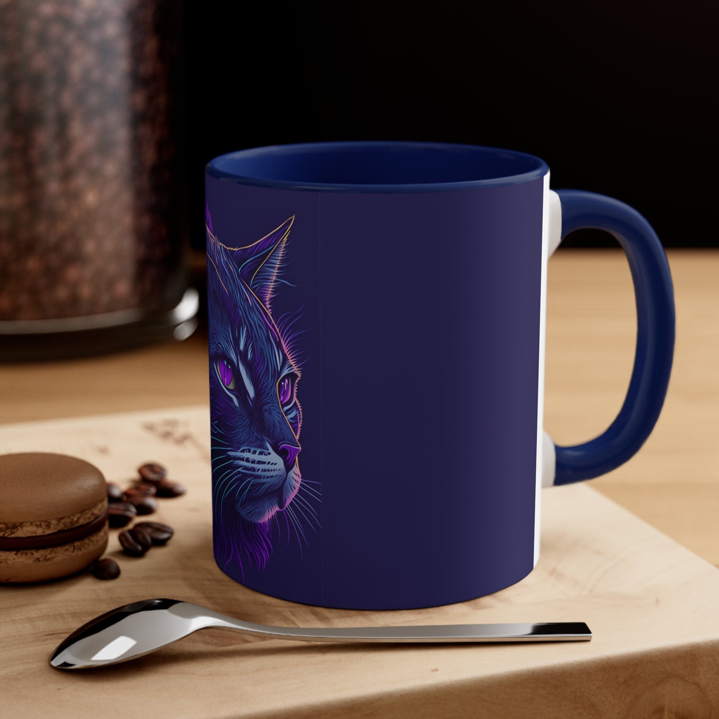 Colorinfused Cat Art Accent Coffee Mug, 11oz