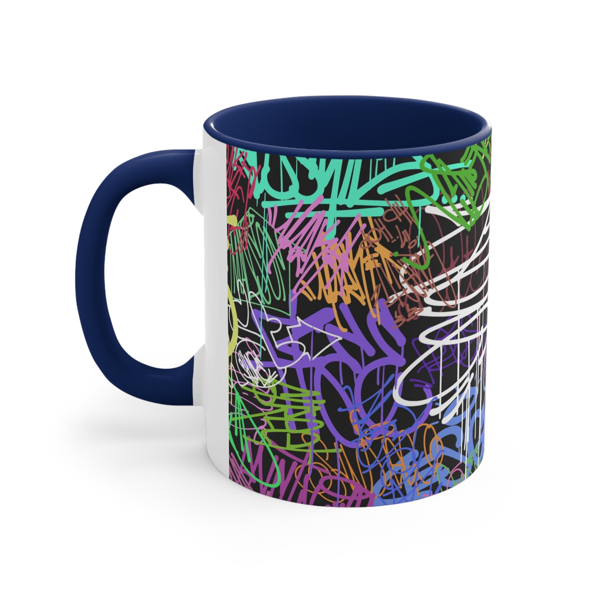 All Over Brushed Strokes Graffiti Accent Coffee Mug, 11oz