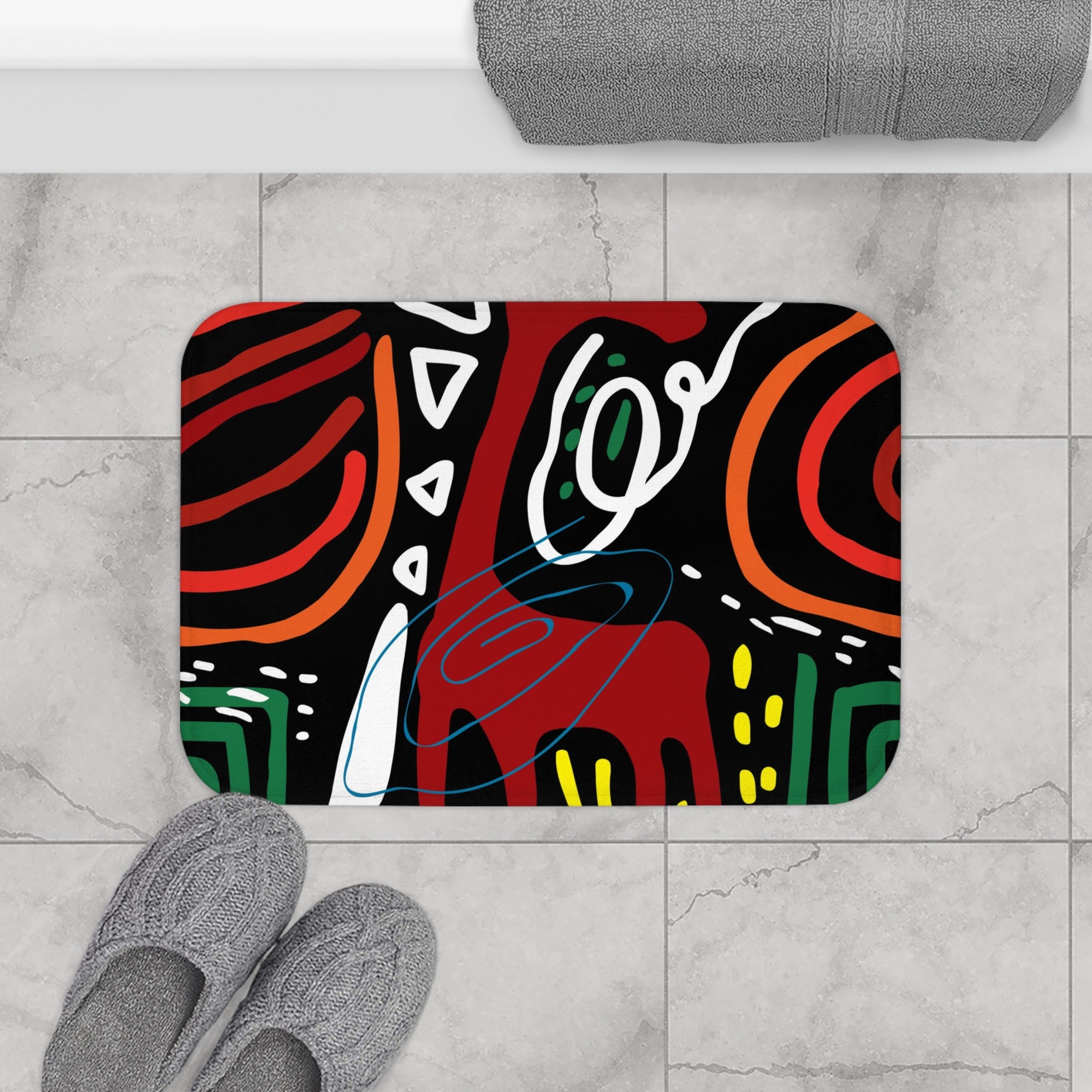 African Ethnic Graphic Art Bath Mat