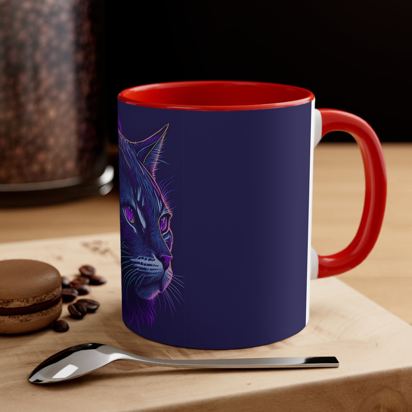 Colorinfused Cat Art Accent Coffee Mug, 11oz