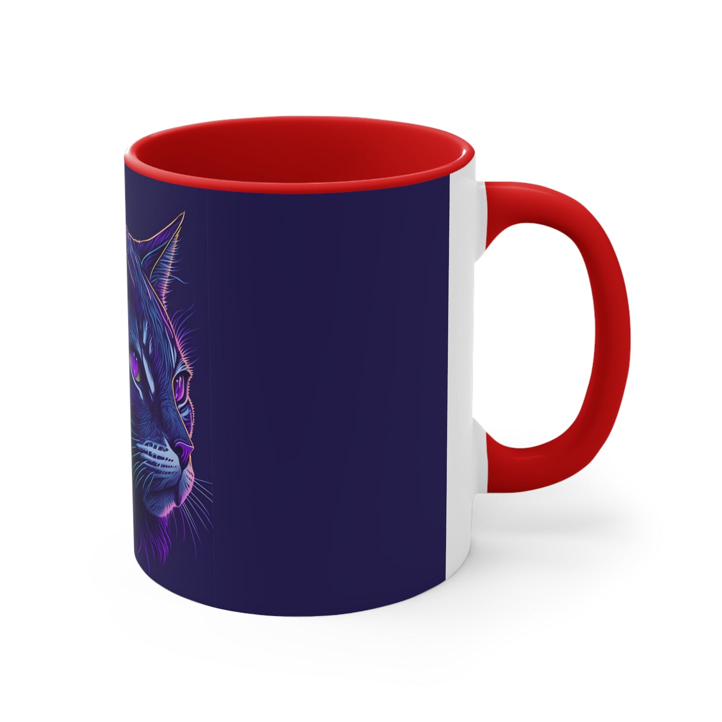 Colorinfused Cat Art Accent Coffee Mug, 11oz