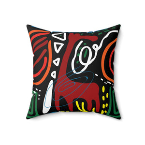 African Ethnic Graphic Art Spun Polyester Square Pillow