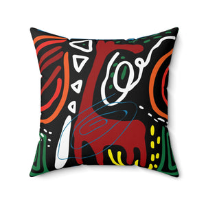 African Ethnic Graphic Art Spun Polyester Square Pillow