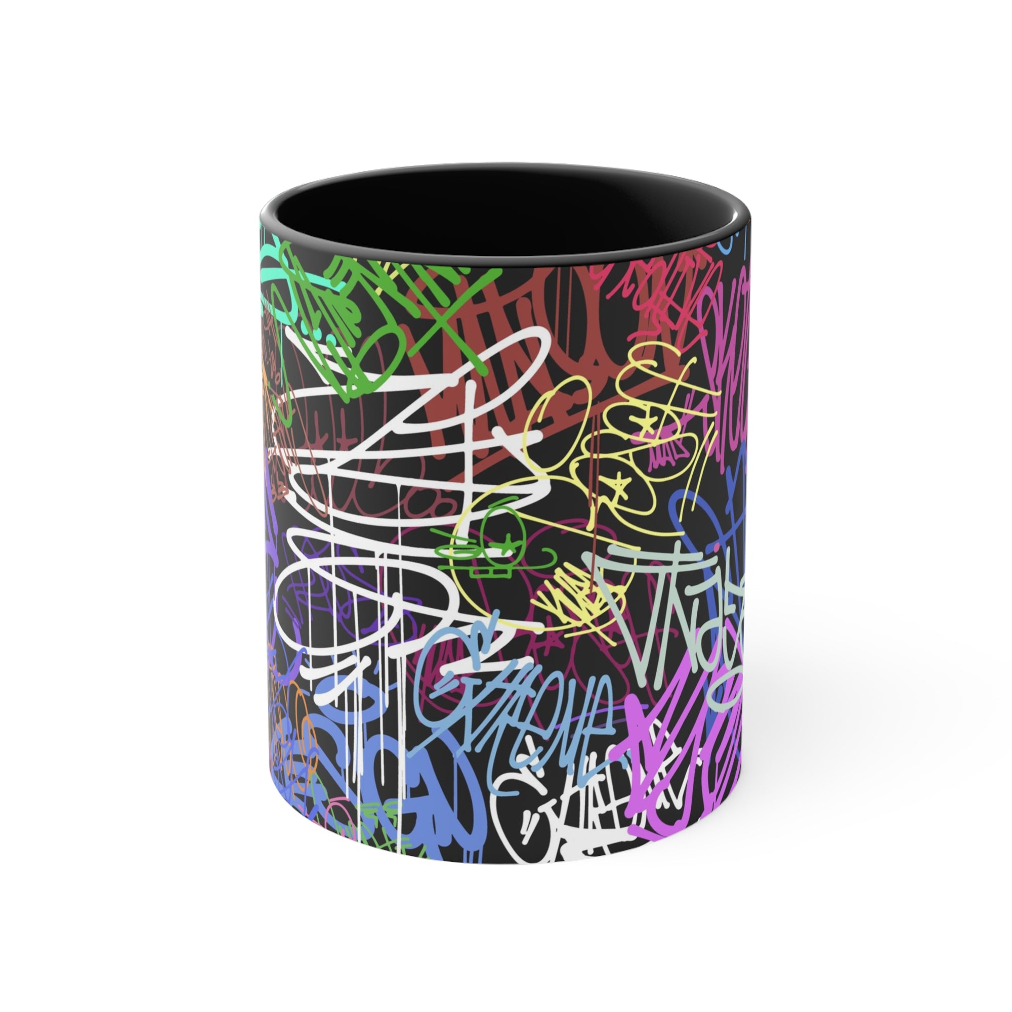 All Over Brushed Strokes Graffiti Accent Coffee Mug, 11oz