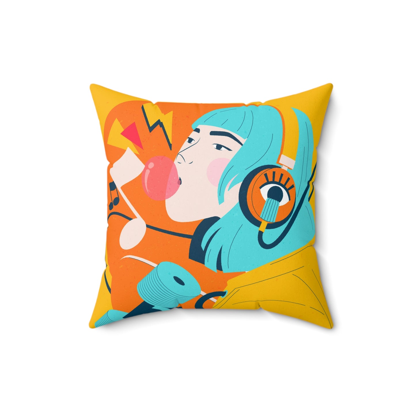 Urban Hip Girl Sketch Spun Polyester Square Pillow