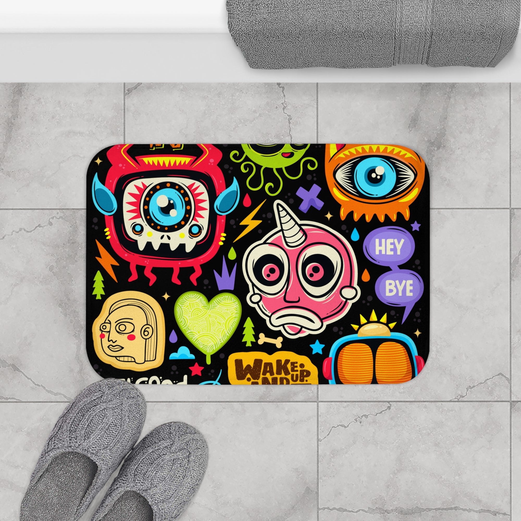 Feel Good Doodle Monsters Bath Mat