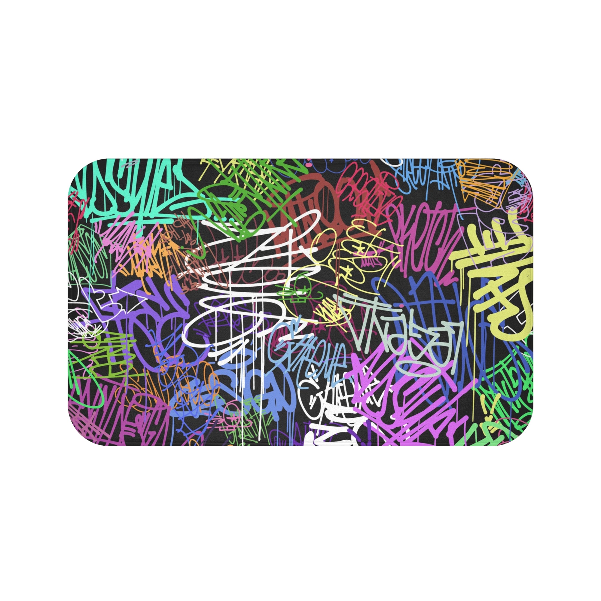 All Over Brushed Strokes Graffiti Bath Mat