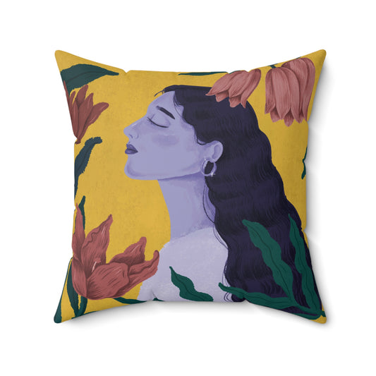 Women in Nature Aesthetic Spun Polyester Square Pillow