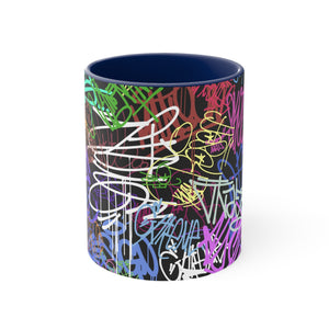 All Over Brushed Strokes Graffiti Accent Coffee Mug, 11oz