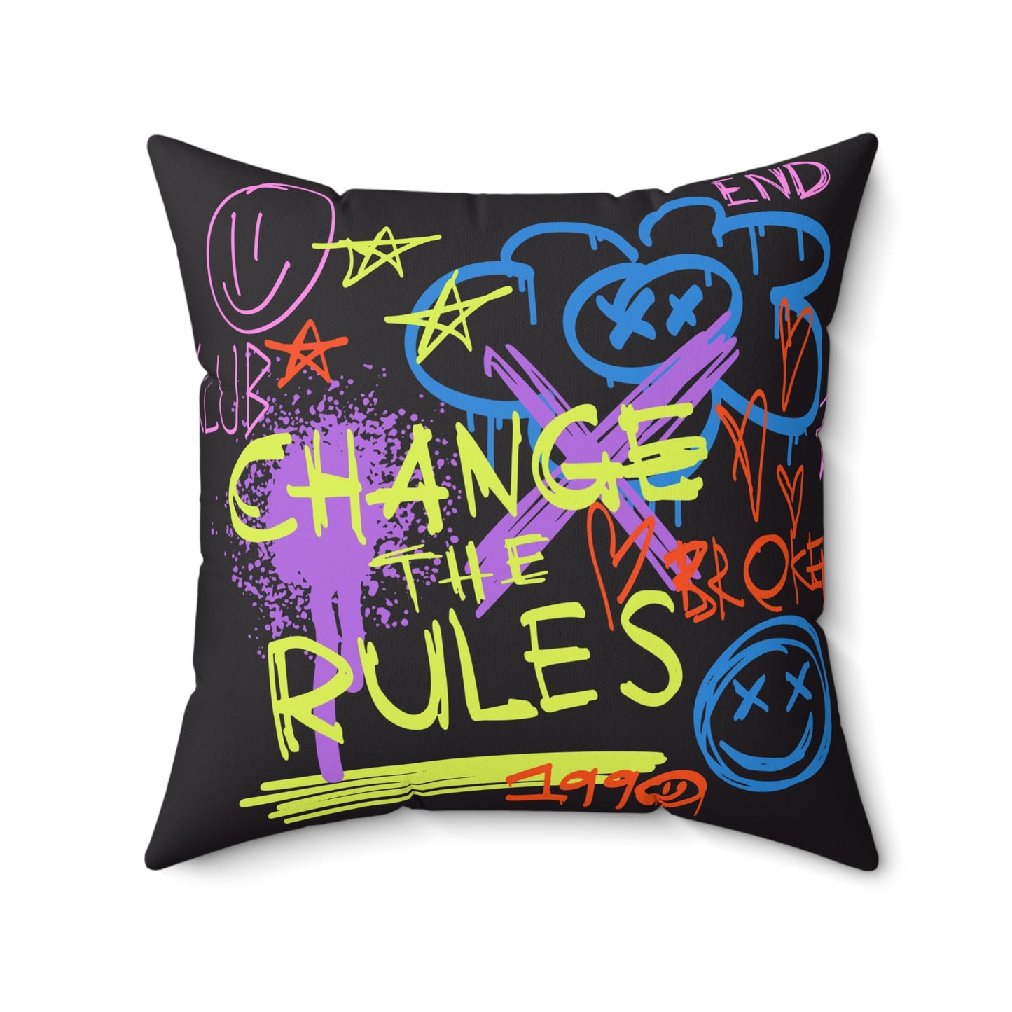 Urban Graphiti Change The Broken Rules Spun Polyester Square Pillow