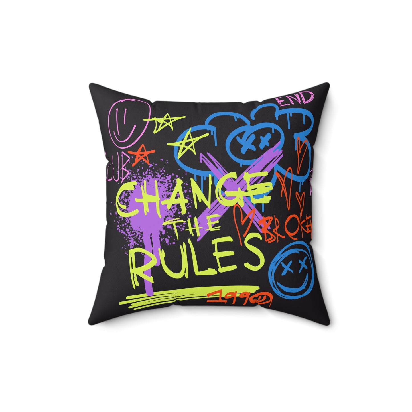 Urban Graphiti Change The Broken Rules Spun Polyester Square Pillow
