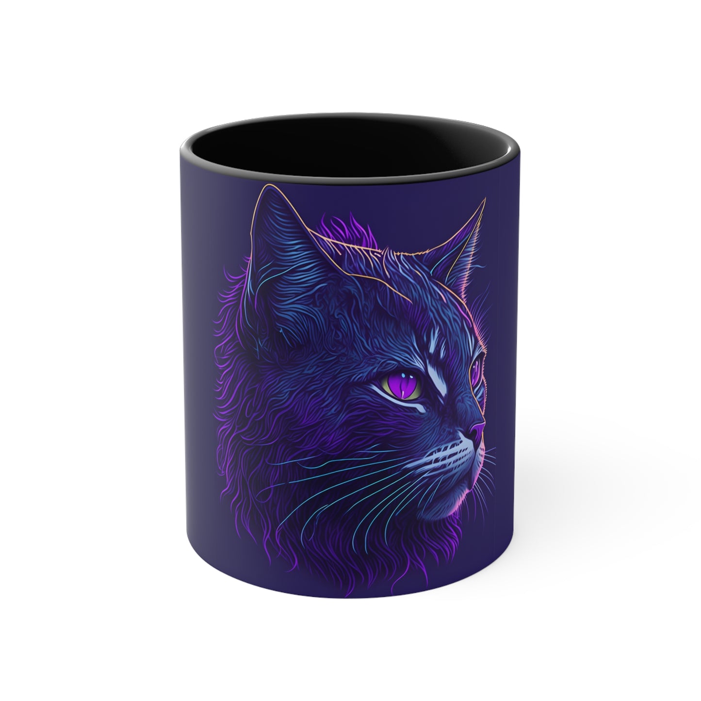 Colorinfused Cat Art Accent Coffee Mug, 11oz