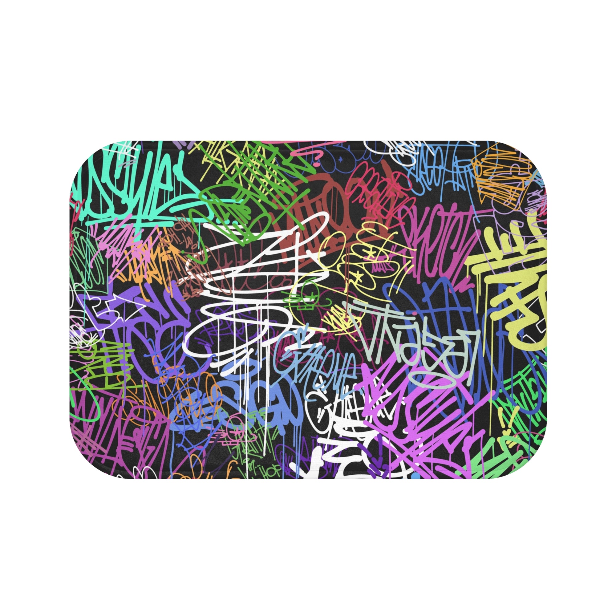 All Over Brushed Strokes Graffiti Bath Mat