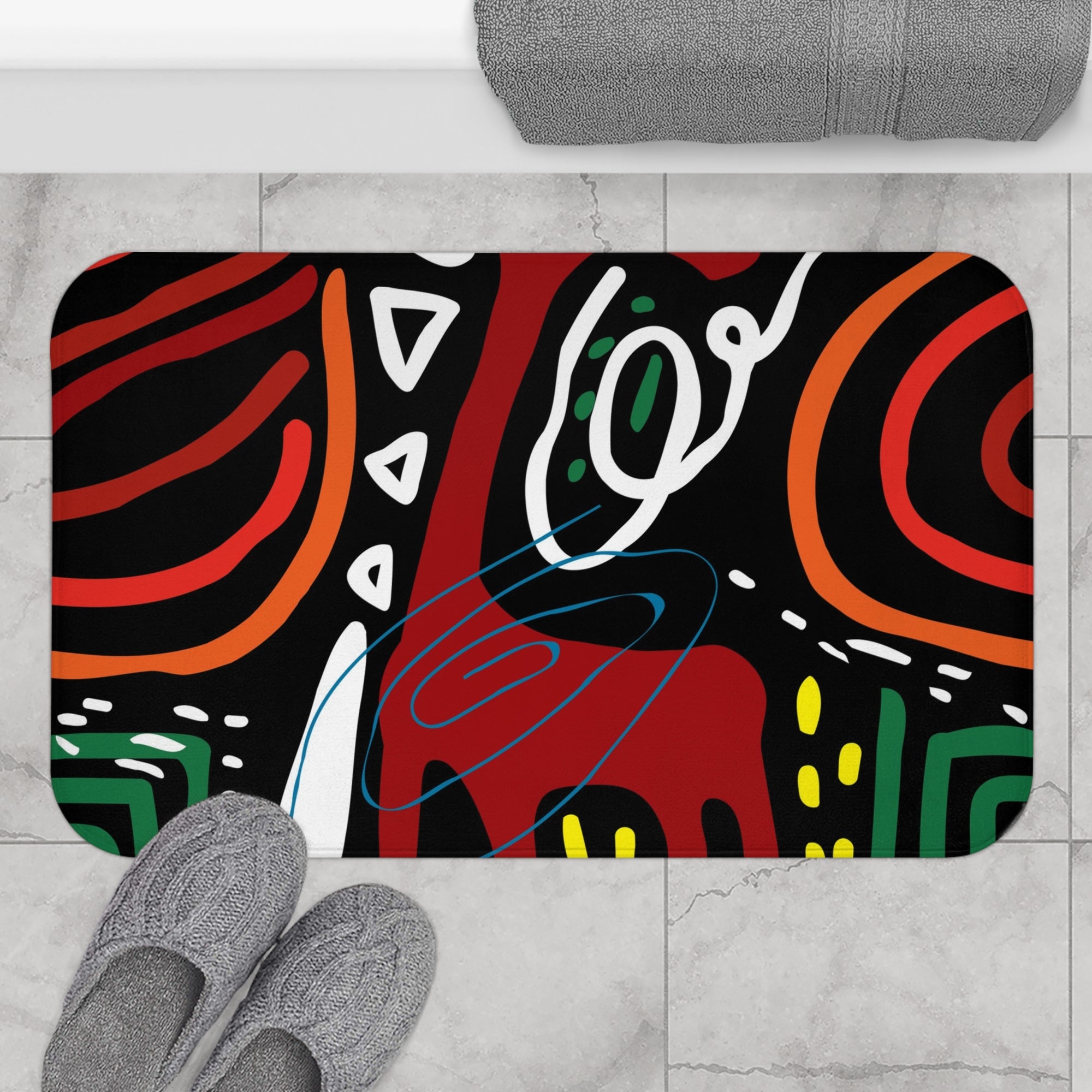 African Ethnic Graphic Art Bath Mat