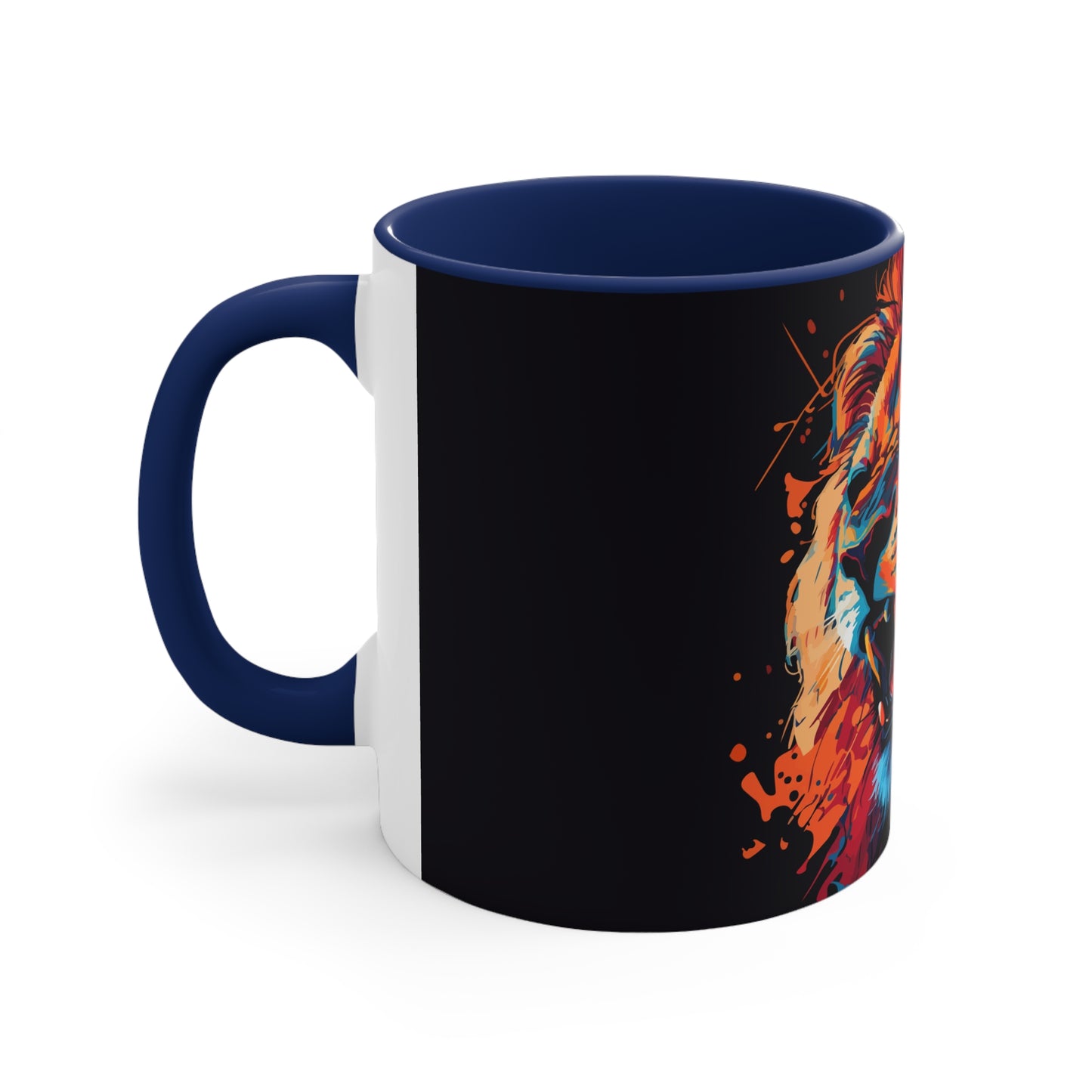 Colorinfused lion Art Accent Coffee Mug, 11oz