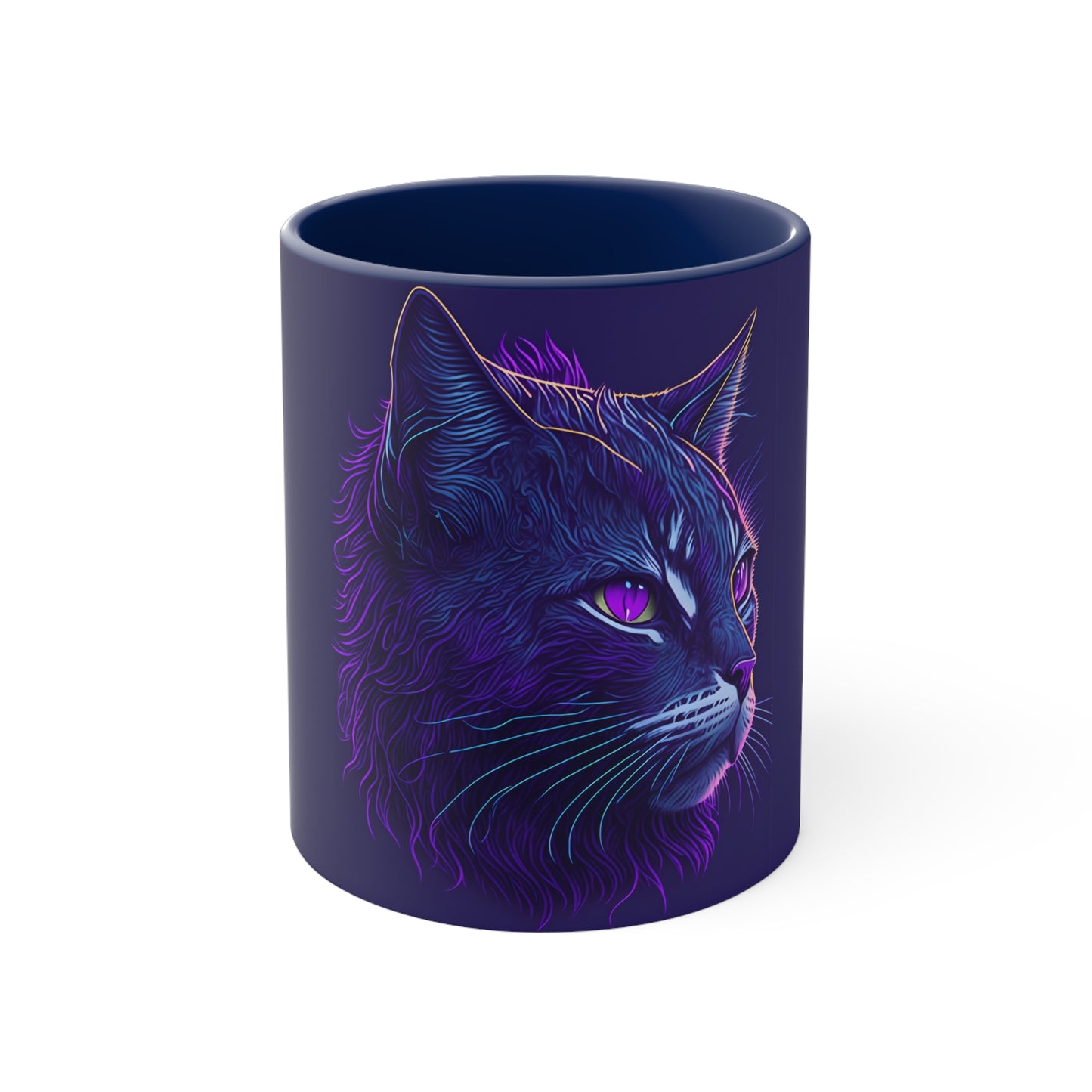 Colorinfused Cat Art Accent Coffee Mug, 11oz