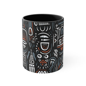 African Ivorian Ethnic Pattern Accent Coffee Mug, 11oz