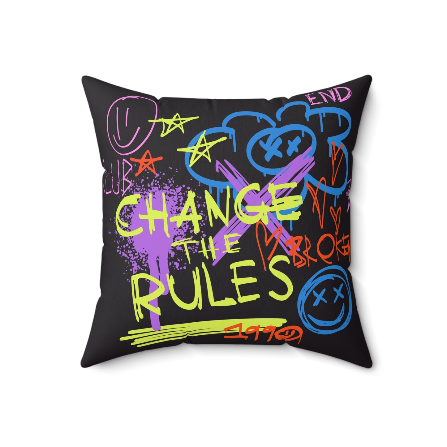 Urban Graphiti Change The Broken Rules Spun Polyester Square Pillow