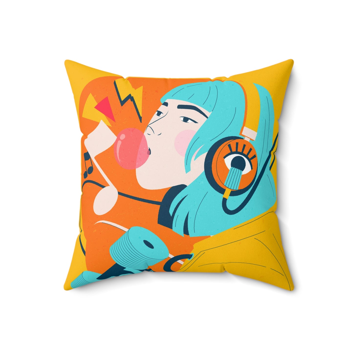 Urban Hip Girl Sketch Spun Polyester Square Pillow