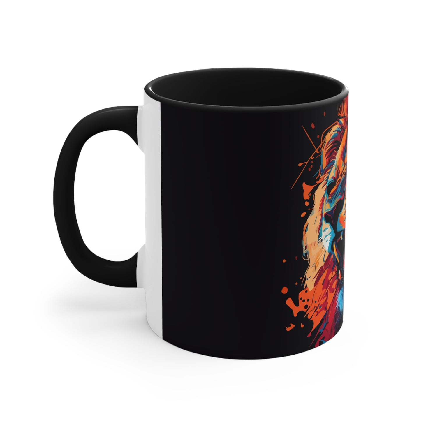Colorinfused lion Art Accent Coffee Mug, 11oz