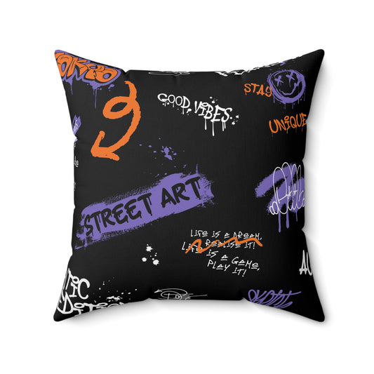 Street Art Urban Graffiti Spun Polyester Square Pillow
