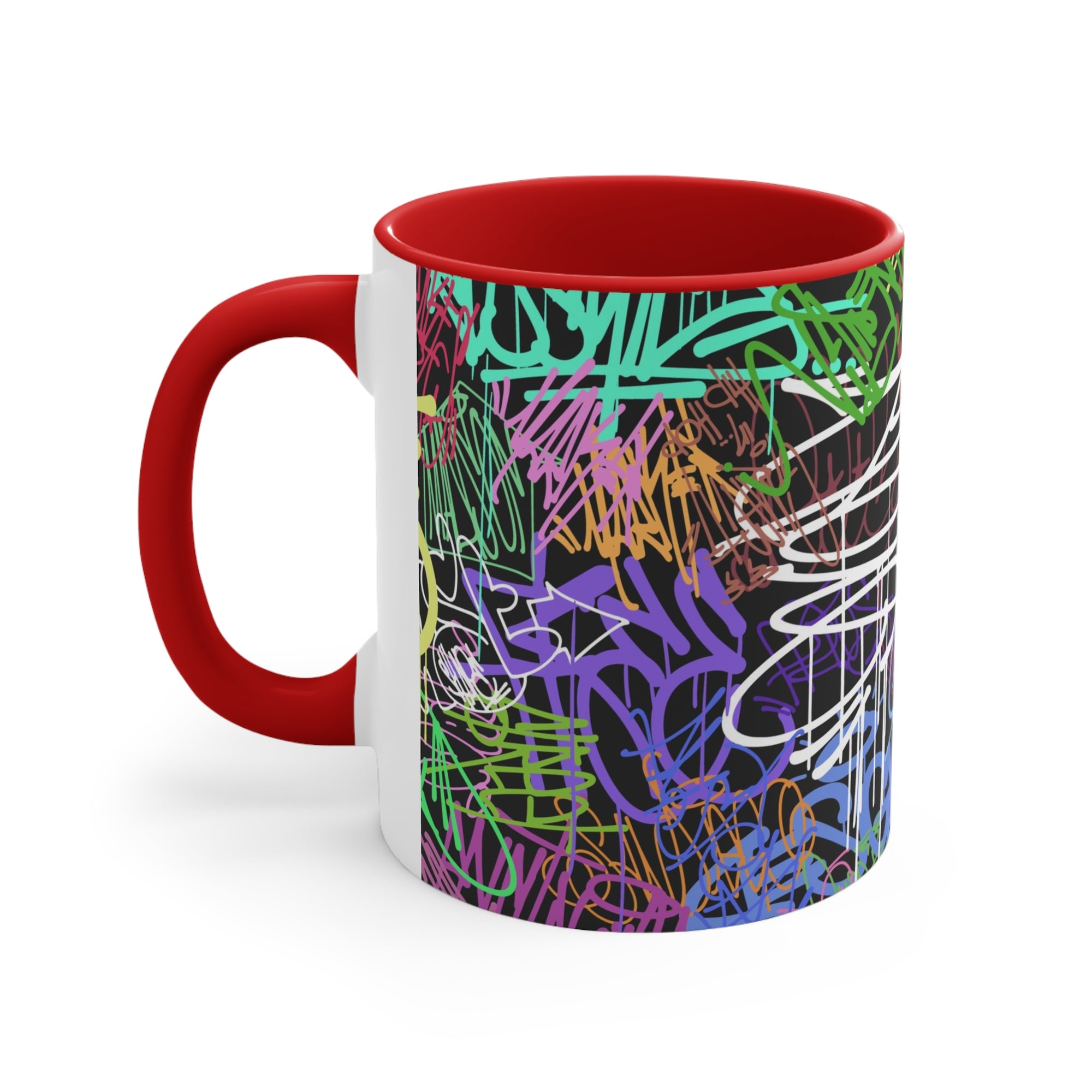 All Over Brushed Strokes Graffiti Accent Coffee Mug, 11oz