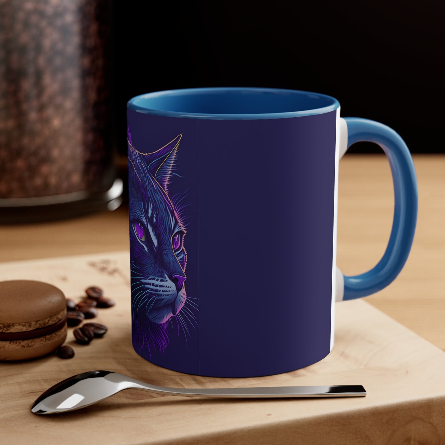 Colorinfused Cat Art Accent Coffee Mug, 11oz