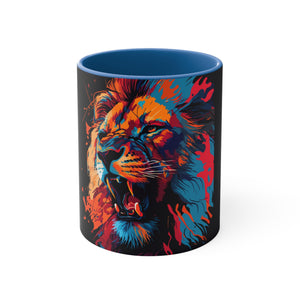 Colorinfused lion Art Accent Coffee Mug, 11oz