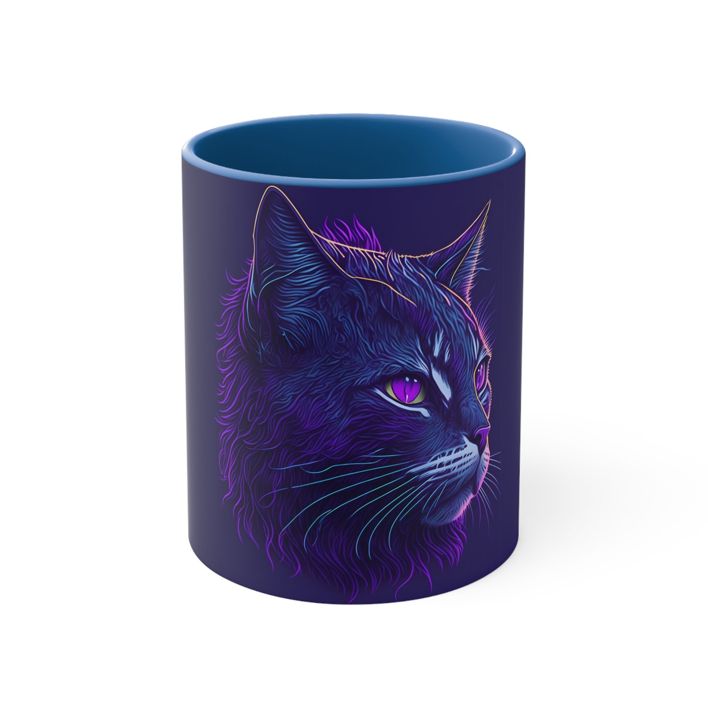 Colorinfused Cat Art Accent Coffee Mug, 11oz