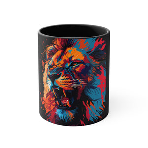 Colorinfused lion Art Accent Coffee Mug, 11oz