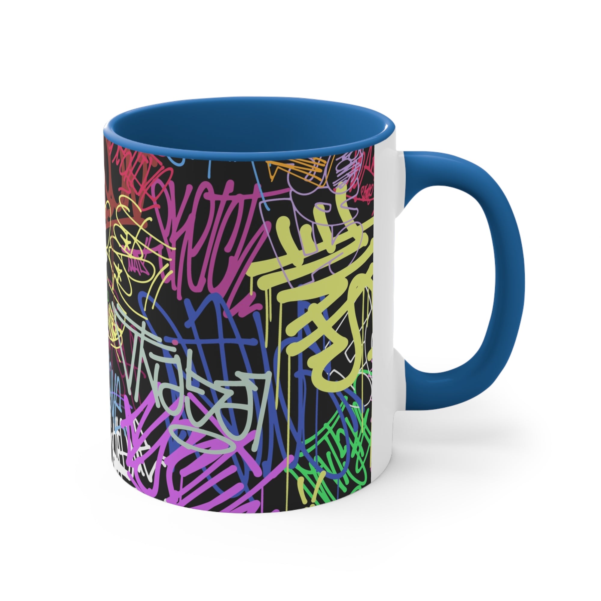 All Over Brushed Strokes Graffiti Accent Coffee Mug, 11oz