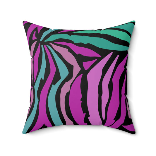 Zebra Colorfused Abstract Pattern Spun Polyester Square Pillow