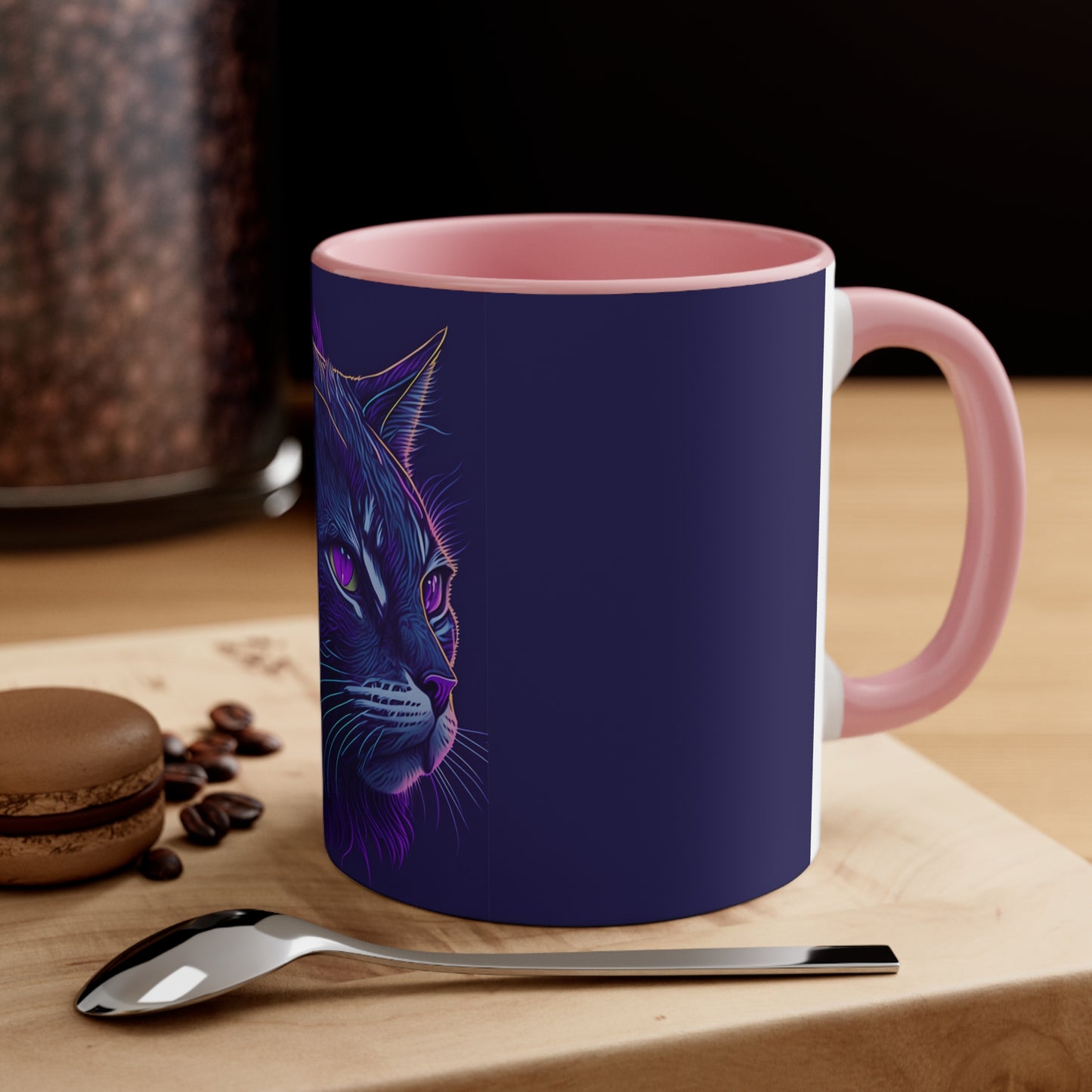 Colorinfused Cat Art Accent Coffee Mug, 11oz