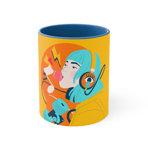 Urban Hip Girl Sketch Accent Coffee Mug, 11oz