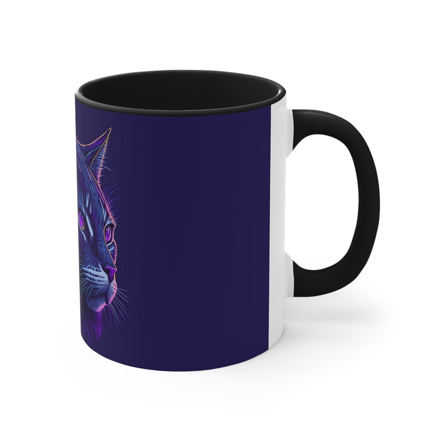 Colorinfused Cat Art Accent Coffee Mug, 11oz