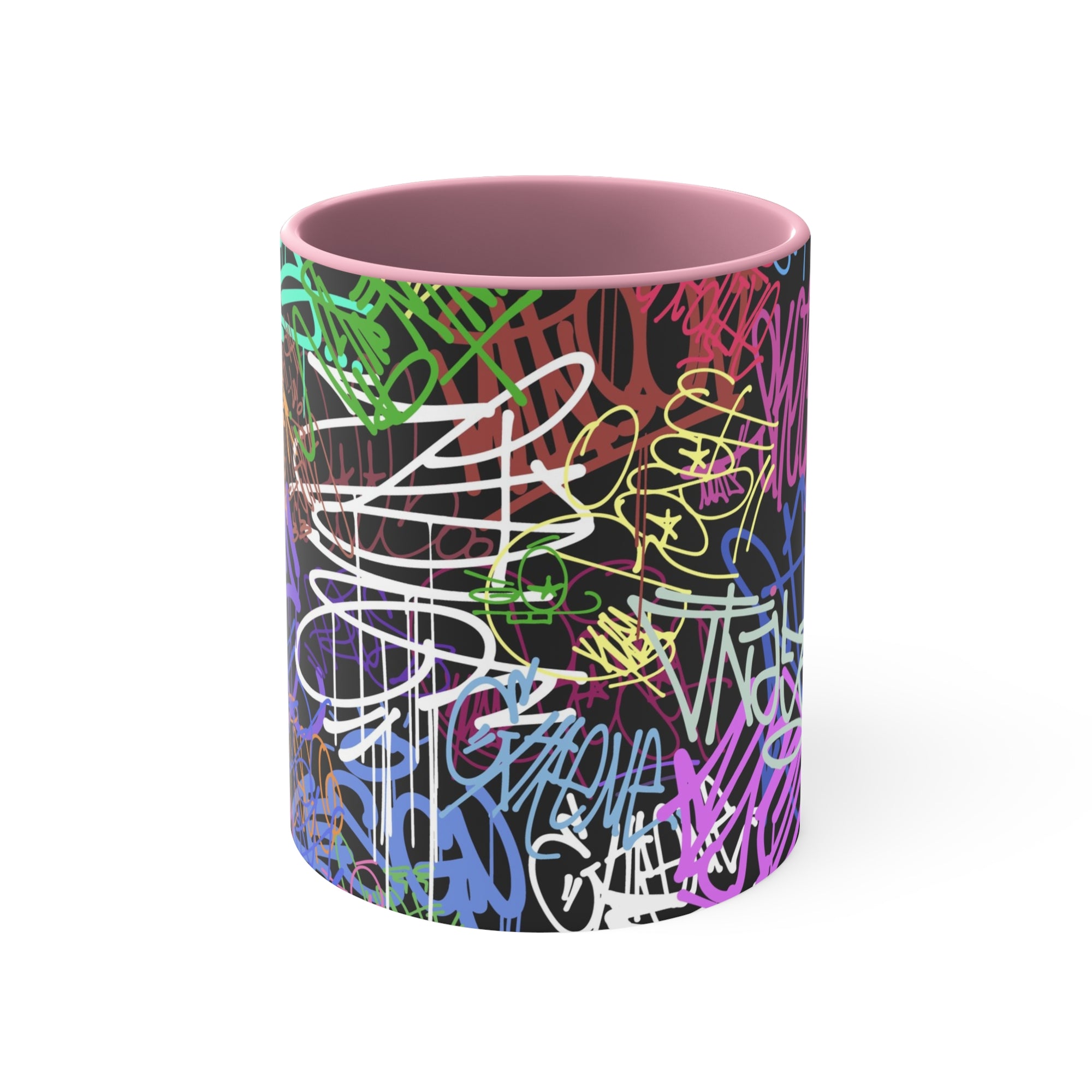 All Over Brushed Strokes Graffiti Accent Coffee Mug, 11oz