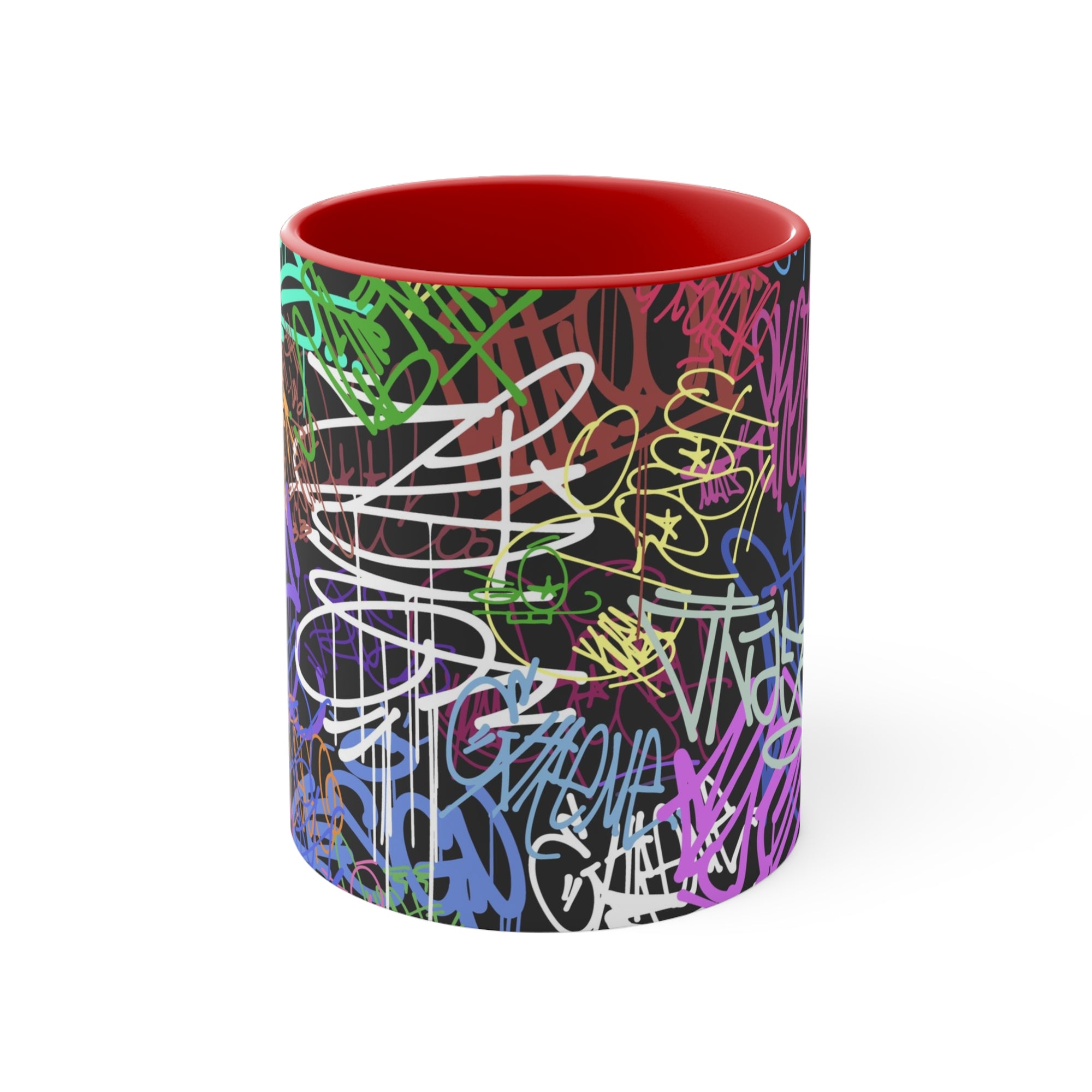 All Over Brushed Strokes Graffiti Accent Coffee Mug, 11oz