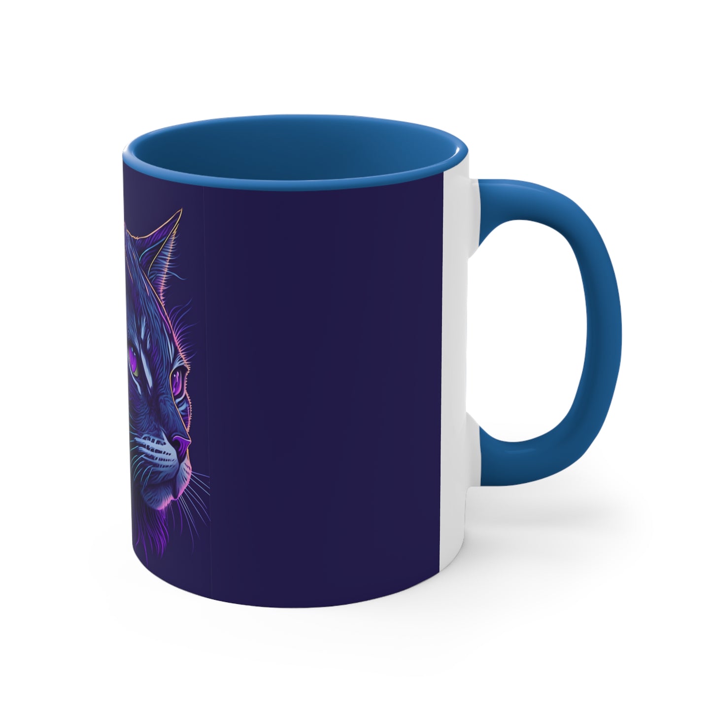 Colorinfused Cat Art Accent Coffee Mug, 11oz