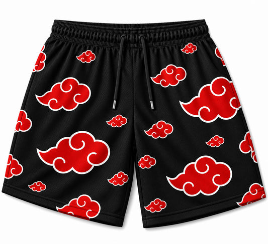 Akatsuki Clouds Pattern Naruto Mesh Shorts