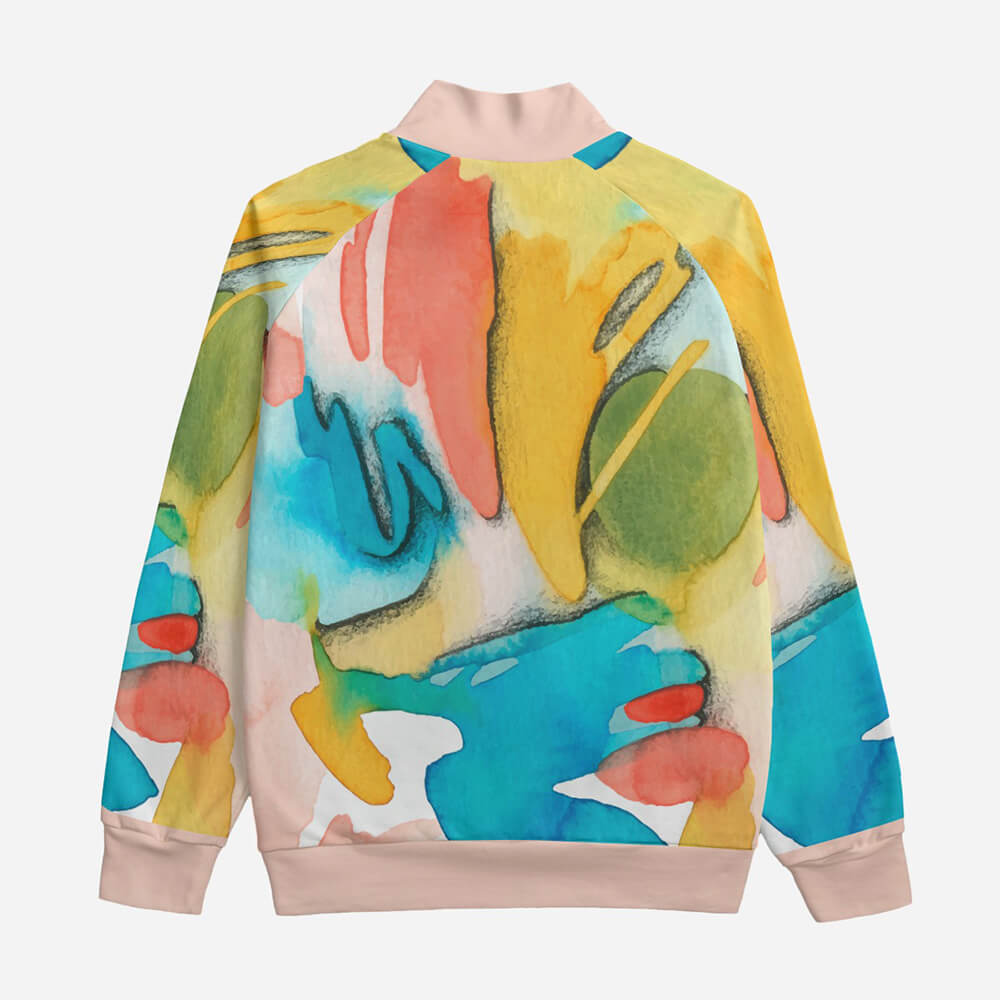 Abstract Watercolor Dream Space Brushed Collar Up Jacket