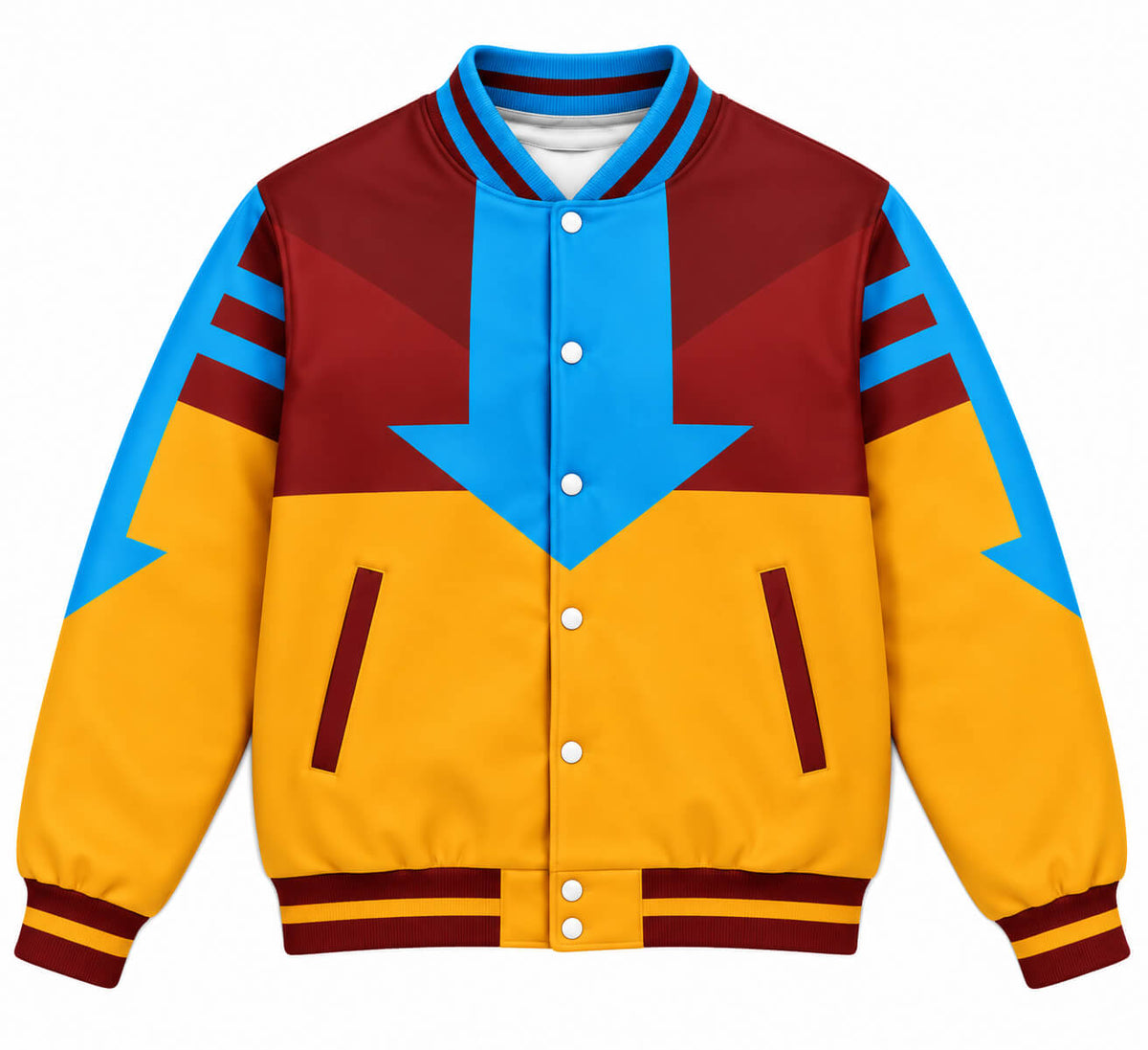 Aang Air Nomad Avatar varsity jacket front view
