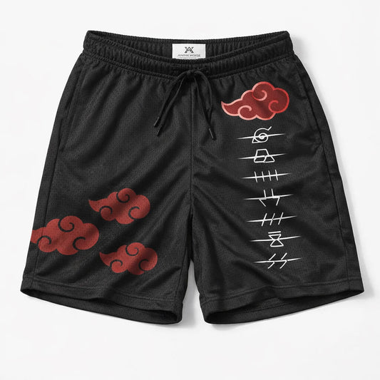 Akatsuki Naruto Kanji Mesh Shorts