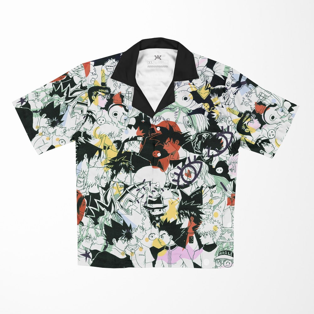 All Anime Legends Crossover Otaku Button up Hawaiian Shirt