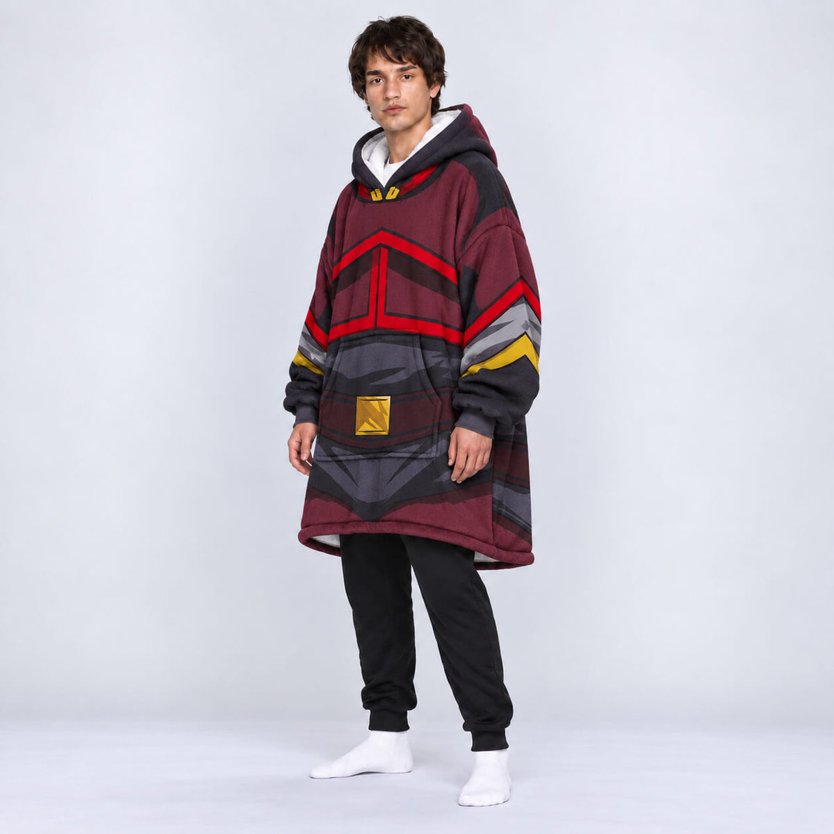 Side view of Avatar Fire Nation uniform blanket hoodie