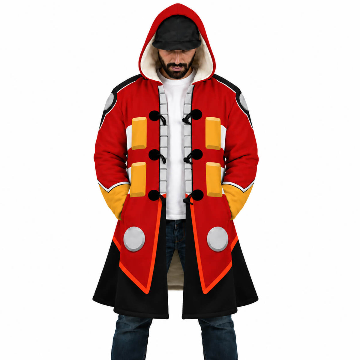 Dr. Eggman classic uniform Sonic hooded cloak coat front view