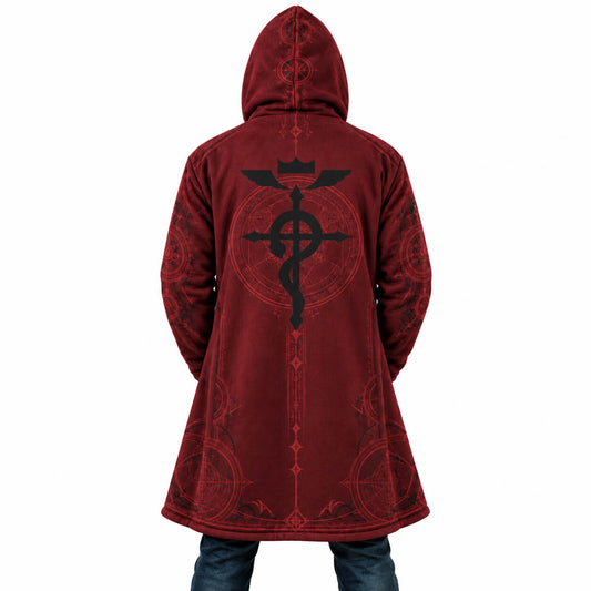 Fullmetal Alchemist red transmutation circle hooded cloak coat back view