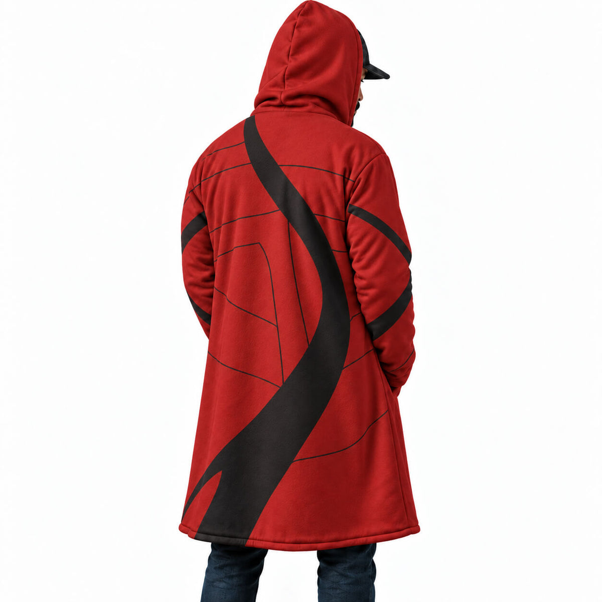 Side view of Igris Crimson Knight hooded cloak coat