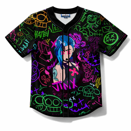 Jinx Neon Graffiti Arcane Baseball Jersey