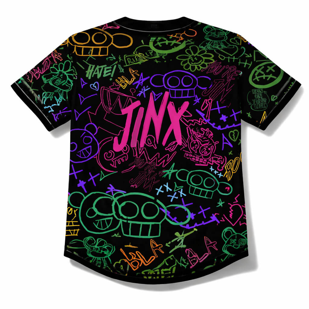Jinx Neon Graffiti Arcane Baseball Jersey