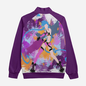 Jinx LOL Abstract Brushed Arcane Gaming Sweatshirt Jacket